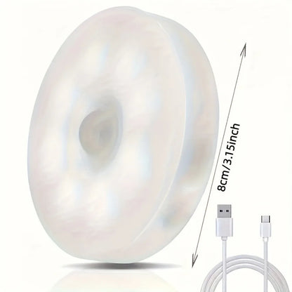 3 x Round Motion Sensor LED Lights for Under Cabinet, Stairway and Wardrobe. Rechargeable. (3-pack) 