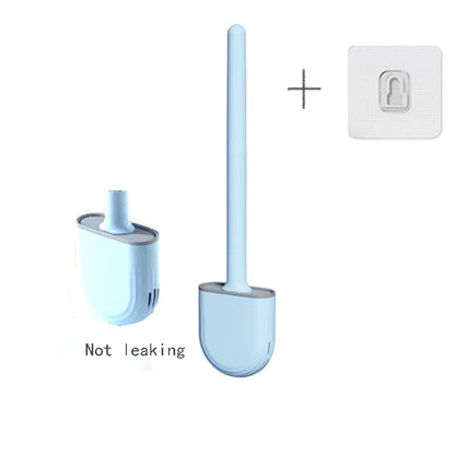 Blue toilet cleaning brush set with a white background