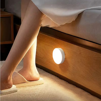 3 x Round Motion Sensor LED Lights for Bedroom, Under Cabinet, Stairs and Wardrobe. Rechargeable. (3-pack)